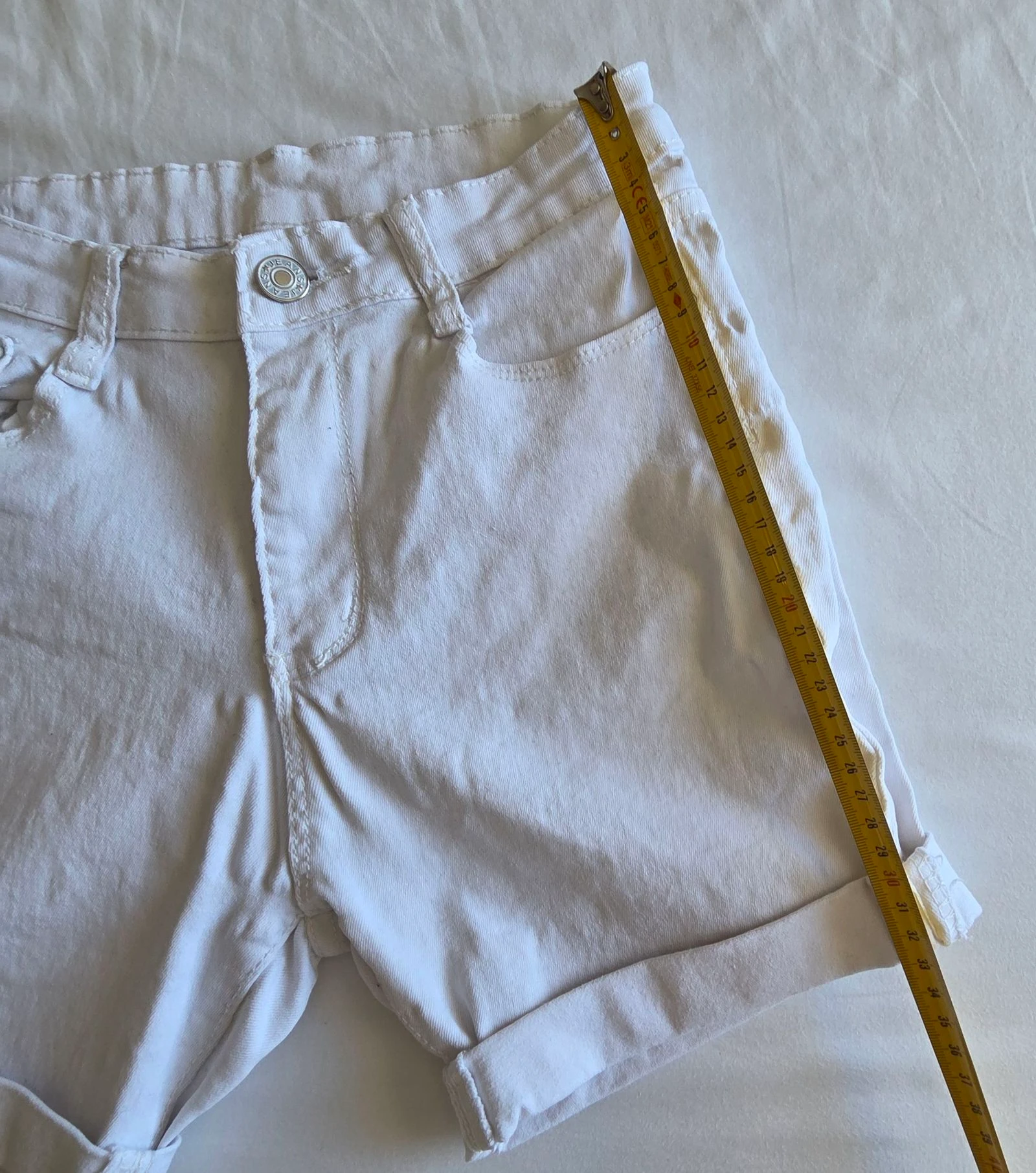 Short en jean blanc Fashion Jeans Taille S 36 revers – photo 9